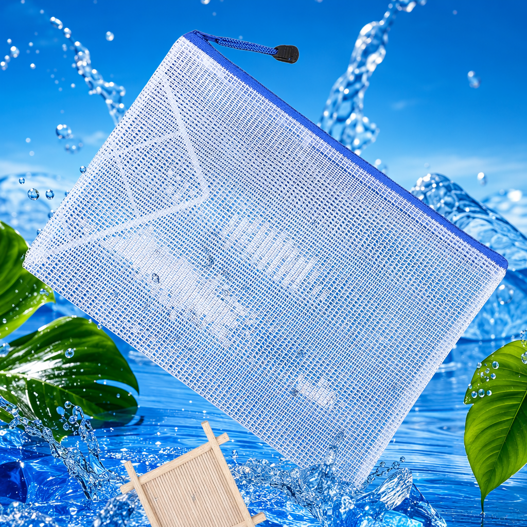 White grid file bag, A4 thickened waterproof office storage bag Specification image