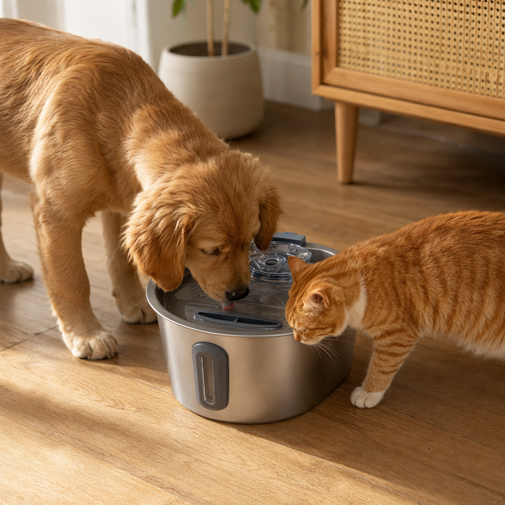 Stainless steel strip-shaped window faucet pet automatic water dispenser, silent and energy-saving, suitable for both cats and dogs details Picture