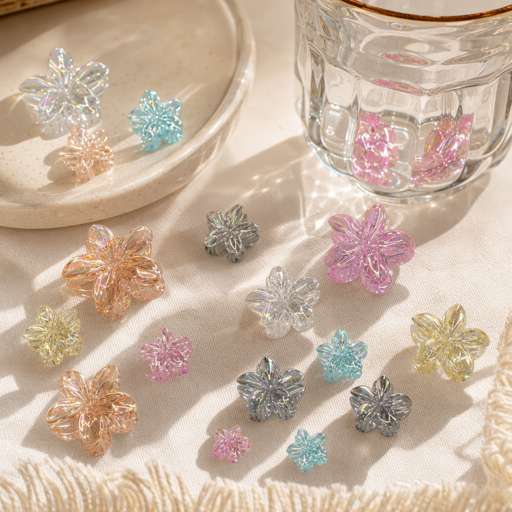 The colorful petal-shaped hairpin is a sweet and cute headpiece for a Japanese girl, with a fresh and charming touch details Picture
