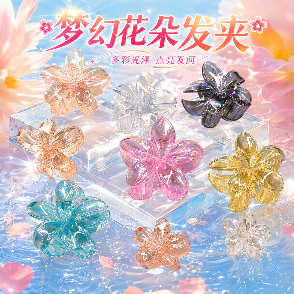 The colorful petal-shaped hairpin is a sweet and cute headpiece for a Japanese girl, with a fresh and charming touch Specification image
