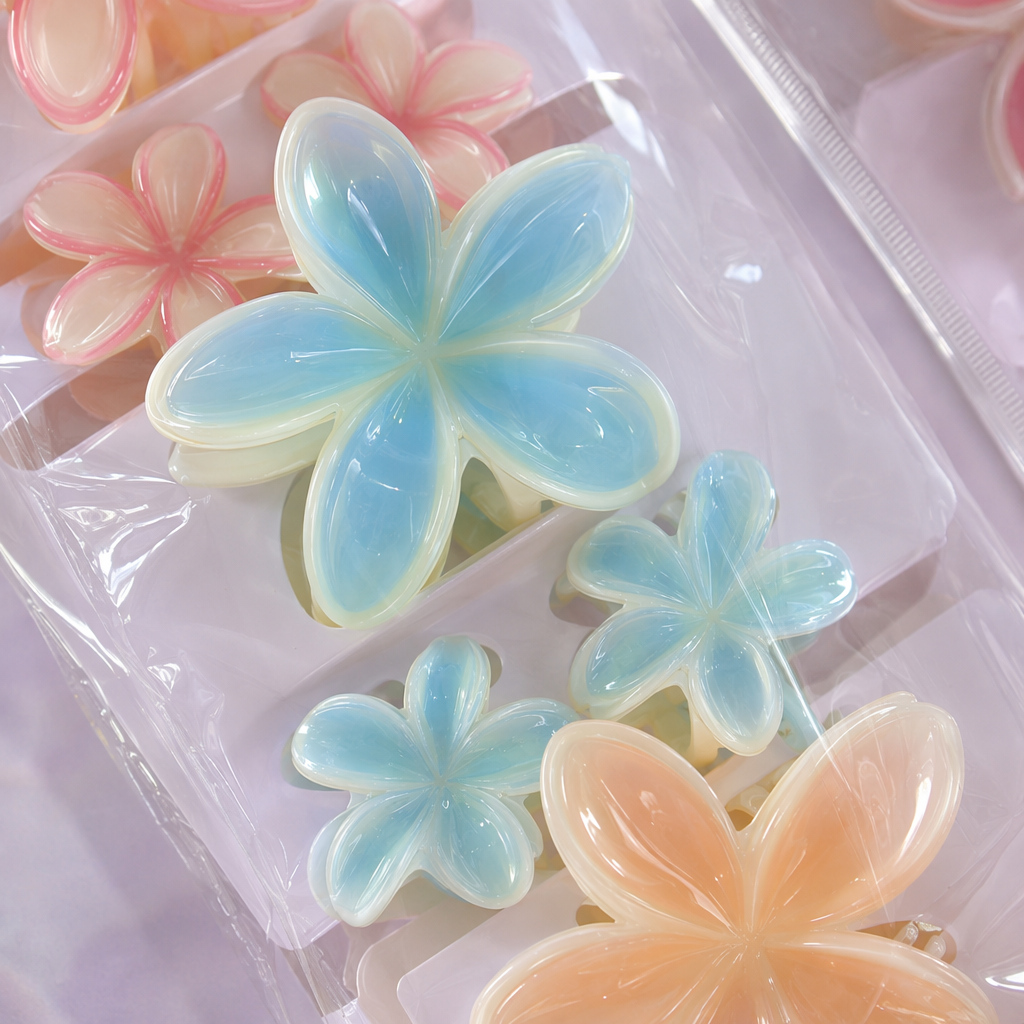Colorful flower-shaped hairpin set, a variety of cute headwear combinations for girls Application Scenario
