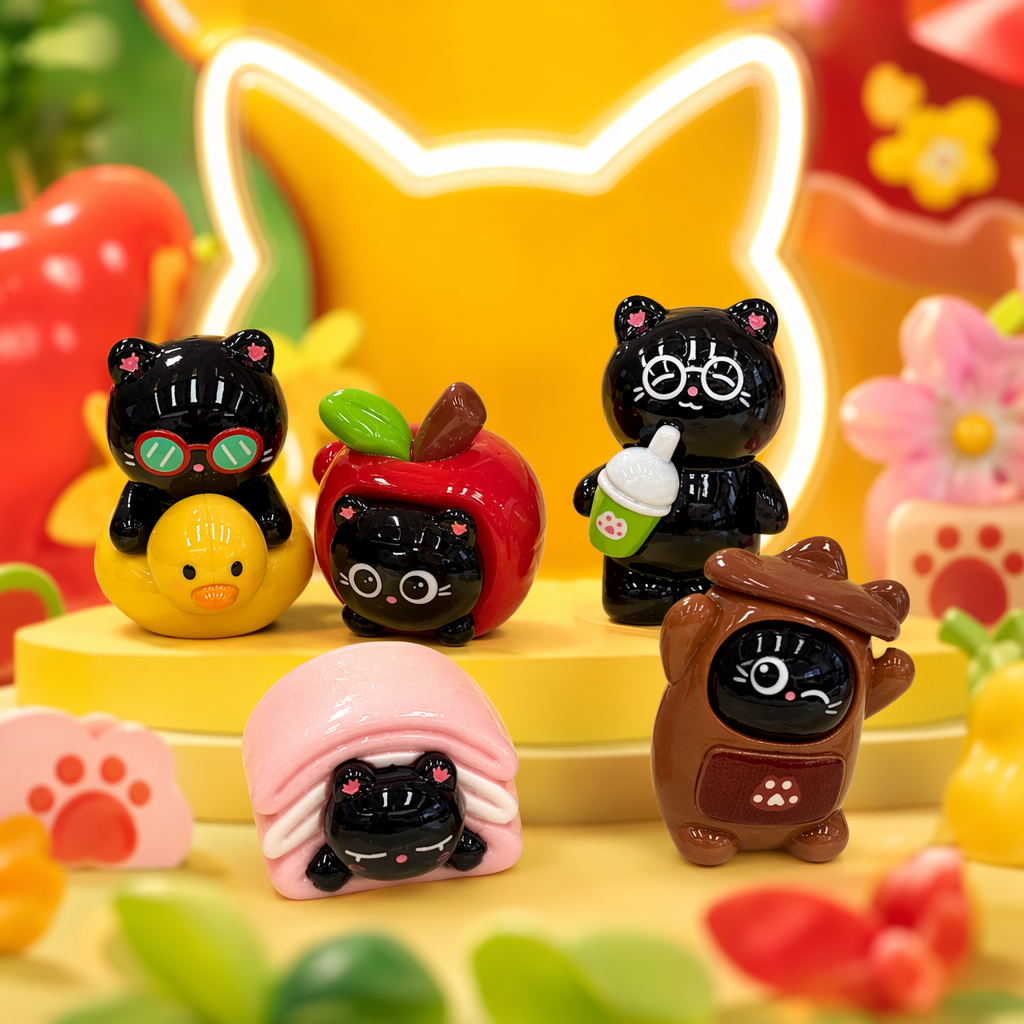 Five cartoon black cat-themed home decoration creative desktop storage items Specification image