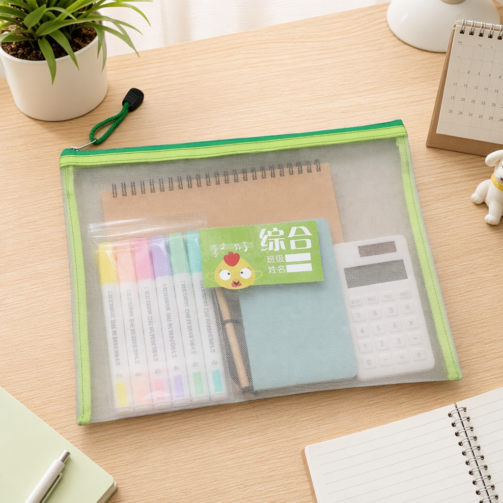 Green zipper transparent mesh bag, thickened dust-proof storage bag available in multiple sizes details Picture