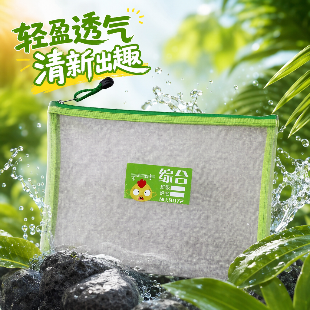 Green zipper transparent mesh bag, thickened dust-proof storage bag available in multiple sizes Specification image