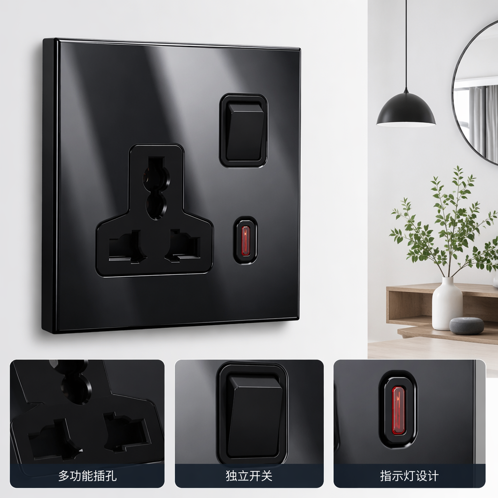 S15 espejo 13A multifuncional wall zócalo home office universal wall switch outlet especial para