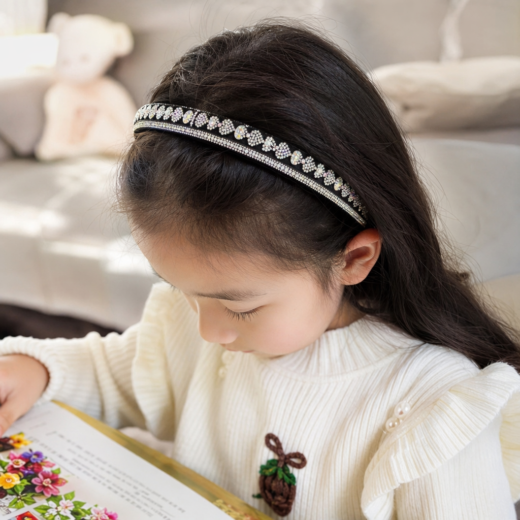 The black diamond-encrusted hairband is a fashionable and versatile headpiece for women, decorated with exquisite sequins details Picture