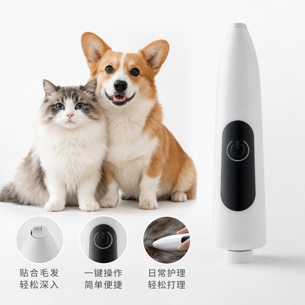 The white and green dual-color cat and dog universal shaving device is electrically intelligent and can be operated with one button