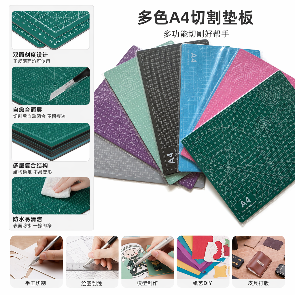 Colored grid cutting pad, professional cutting pad, PVC material, anti-slip and wear-resistant
