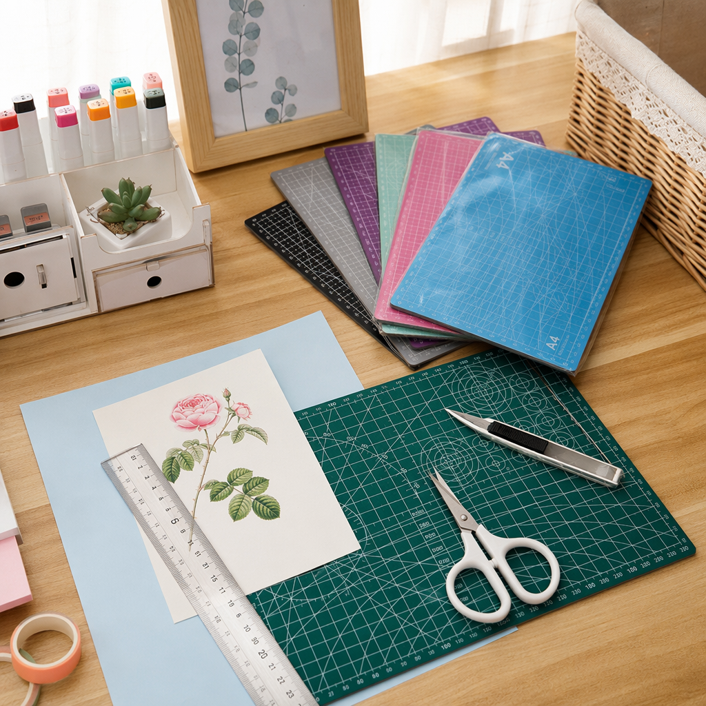 Colored grid cutting pad, professional cutting pad, PVC material, anti-slip and wear-resistant details Picture