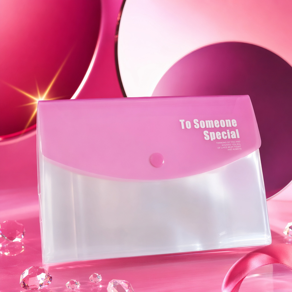 A simple wedding invitation decoration set with a pink envelope and a white envelope Specification image