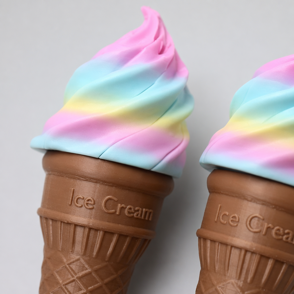 Rainbow-colored ice cream cones, creative shapes, children's snacks, summer cold drinks Application Scenario