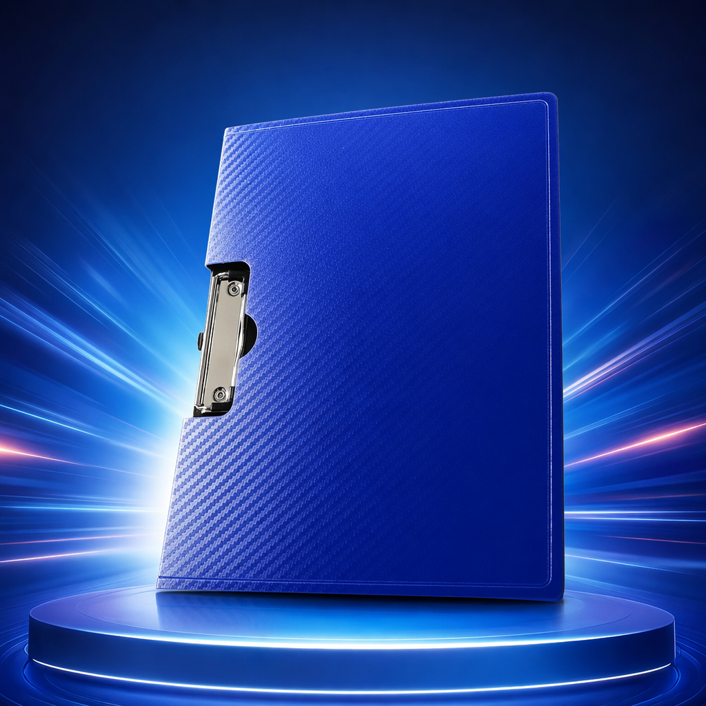 Blue carbon fiber textured folder, A4 office storage, waterproof, wear-resistant, business and simple Specification image
