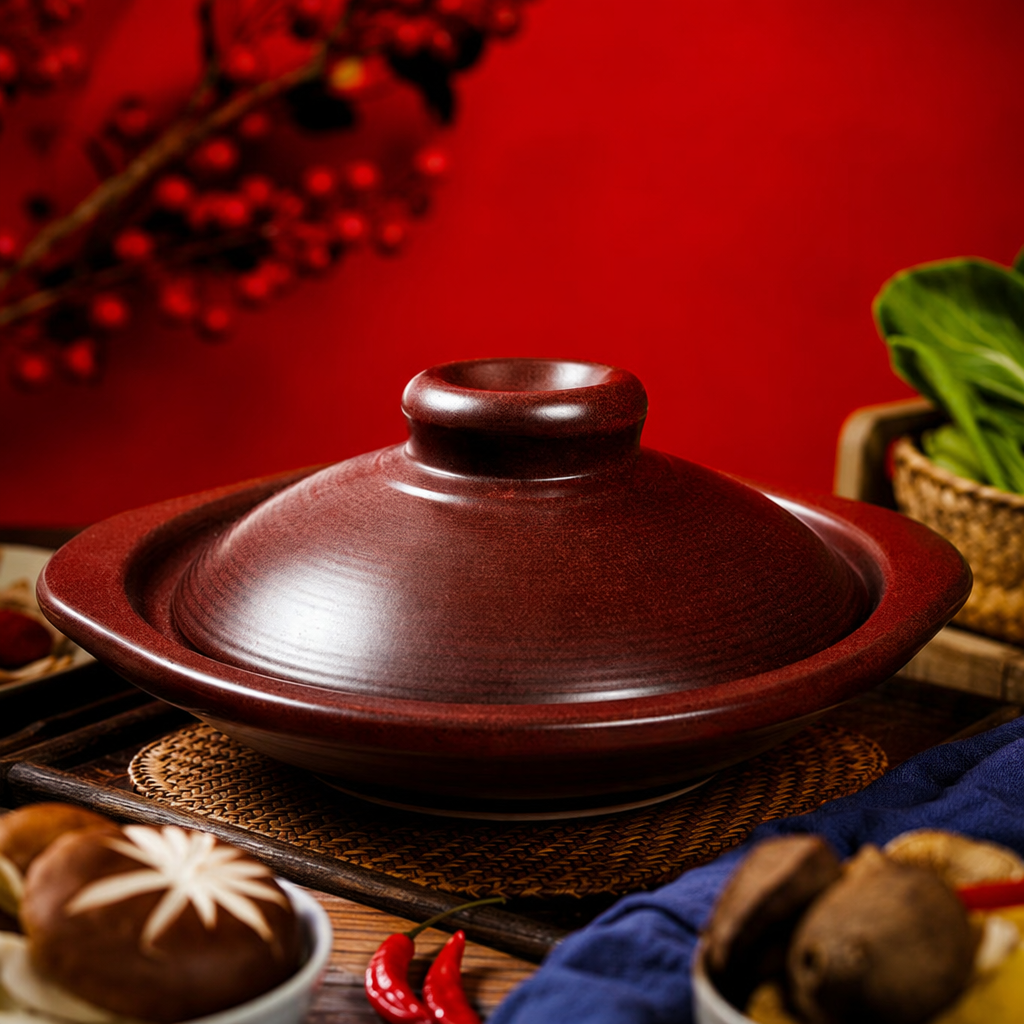 Dark brown handcrafted earthenware pot, household stewing pot, high-temperature resistant ceramic pot Specification image