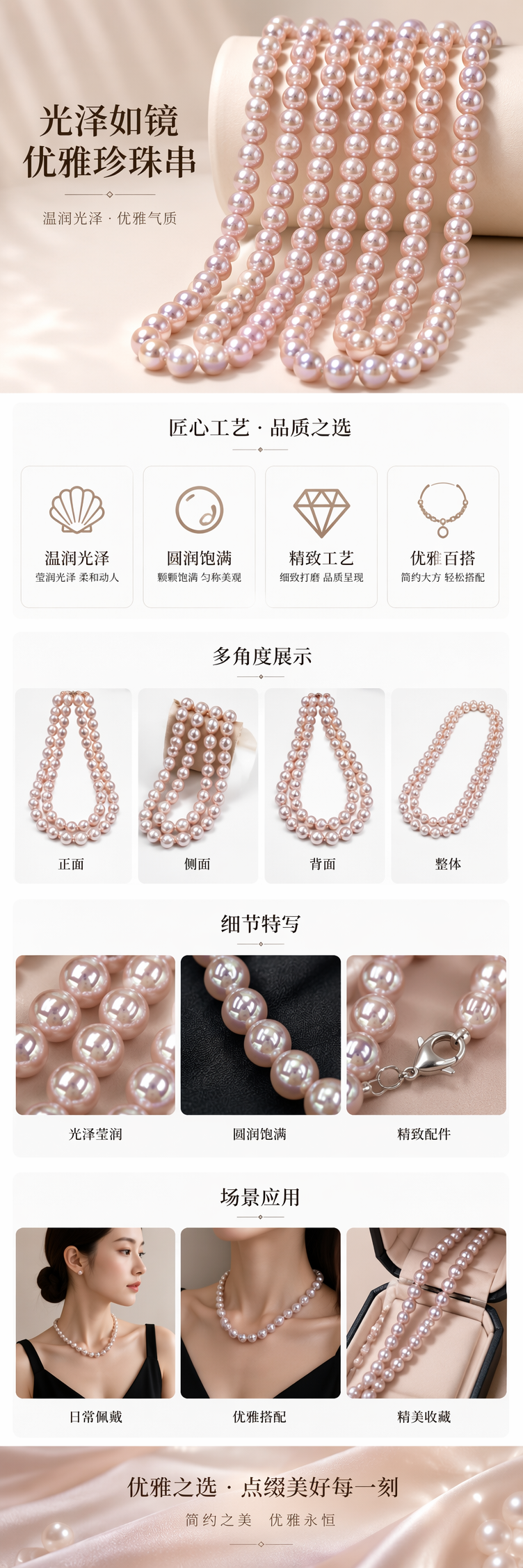 粉色珍珠串珠手工编织项链配饰 DIY材料包详情1