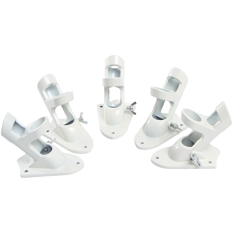 The white flagpole base bracket is made of thickened metal for stable load-bearing and is suitable for both outdoor and indoor use Item Picture
