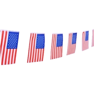 Red, white and blue flag strings are used as outdoor decorative festival flag hangers Item Picture