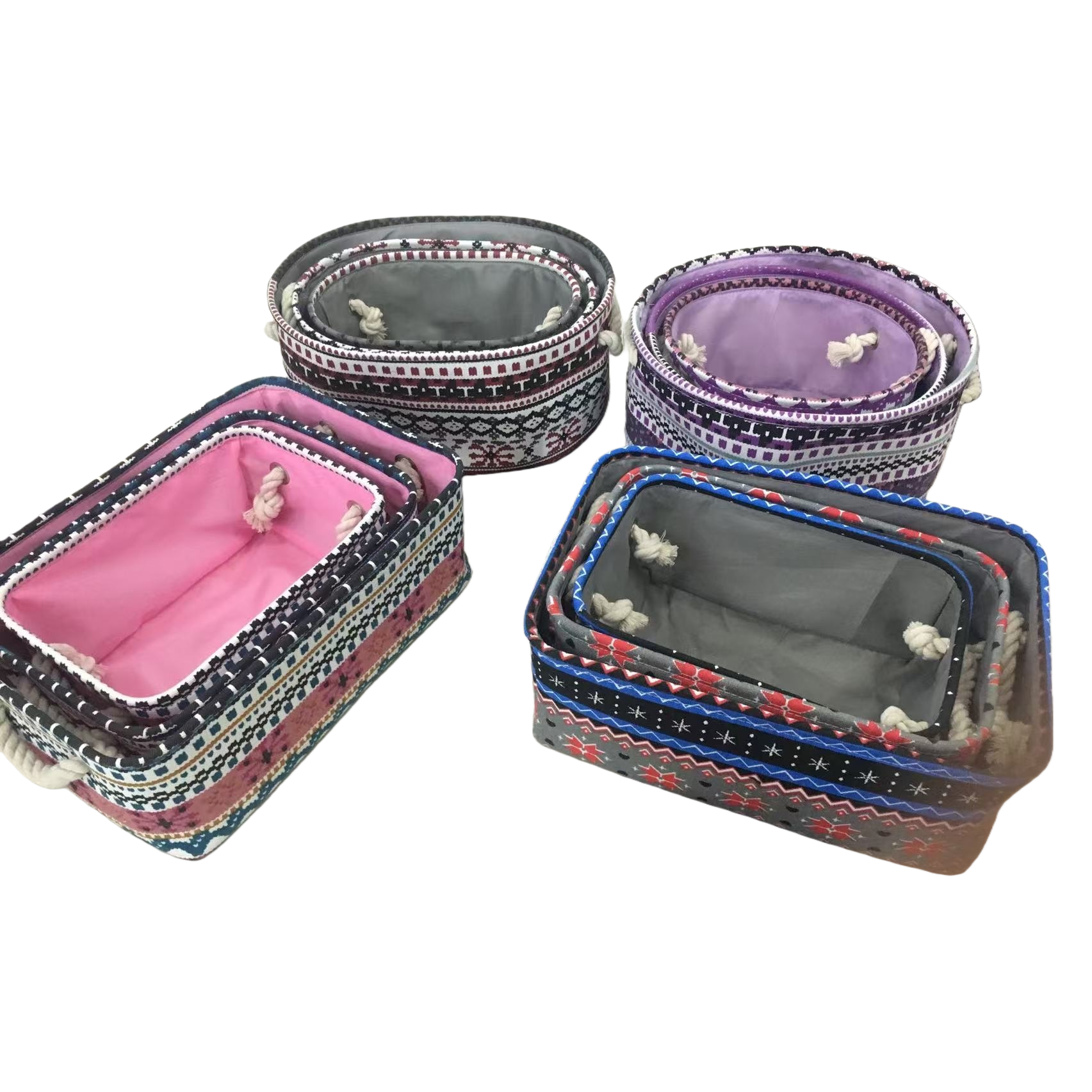 Colorful geometric pattern storage basket, large-capacity household storage basket, simple Nordic style Item Picture