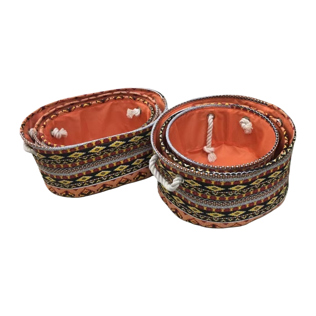 Colorful striped woven storage baskets, household storage baskets, living room and bedroom organizing baskets Item Picture