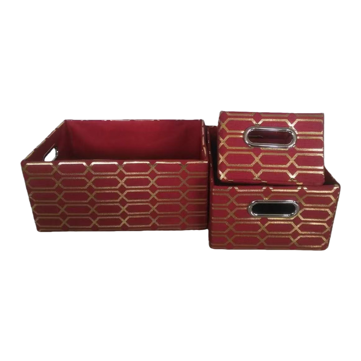 Red geometric pattern storage box, storage and organization box, a home desktop storage wonder Item Picture