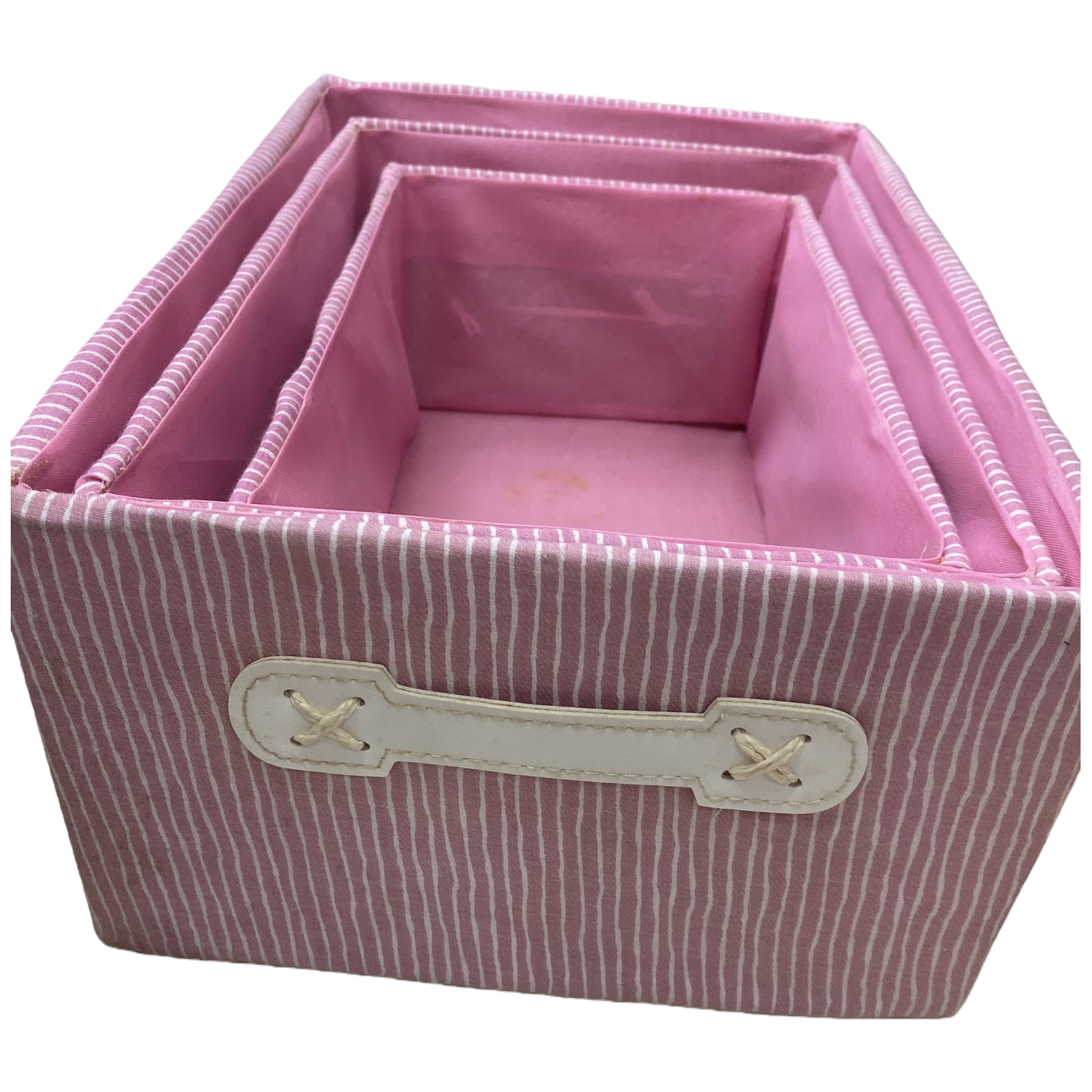 Pink striped fabric storage box, home desktop organization box, simple Nordic style Item Picture