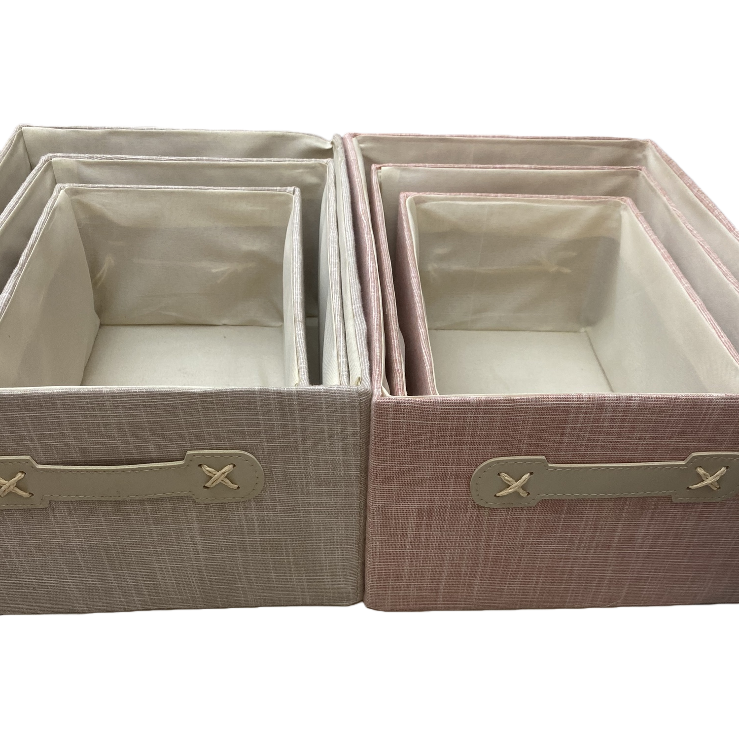 Pink and beige two-color storage box for home organization and storage, simple Nordic style Item Picture