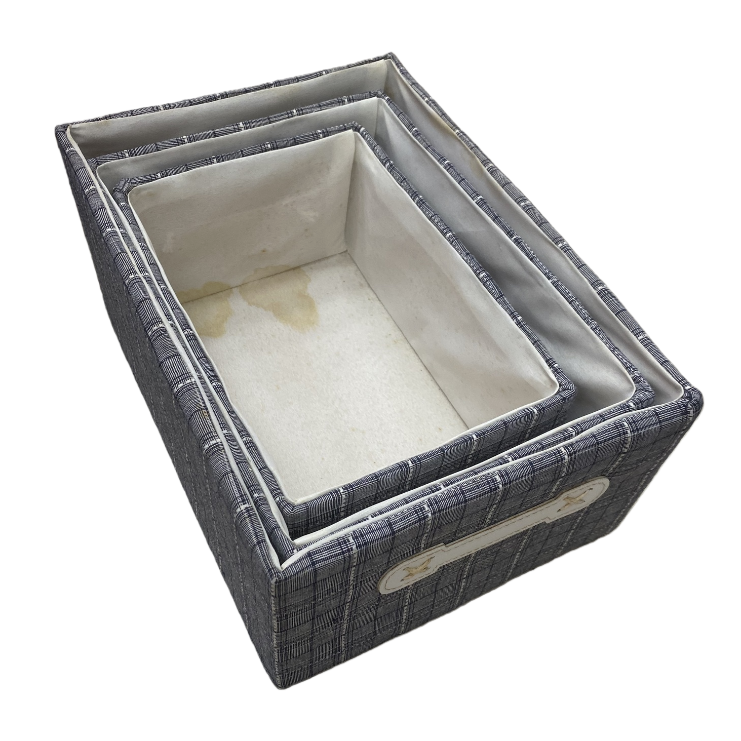 Blue and white checkered storage box, home desktop organization box, simple Nordic-style storage box Item Picture