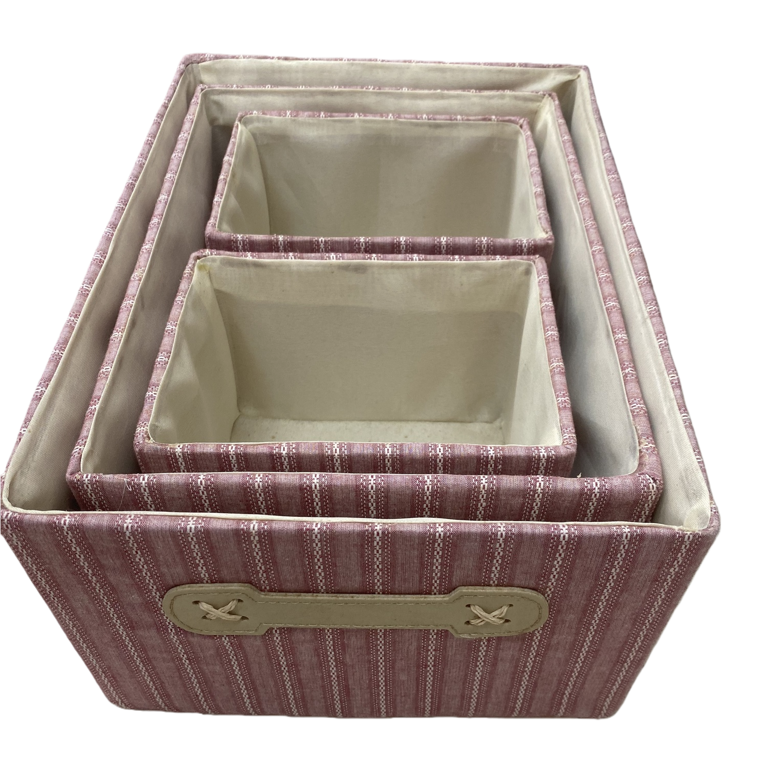Pink and white striped fabric storage box, simple home organization box Item Picture