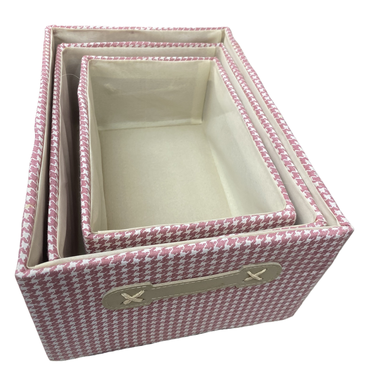 Pink checkered fabric storage box, multi-functional organizing box, for bedroom, living room and desktop storage Item Picture