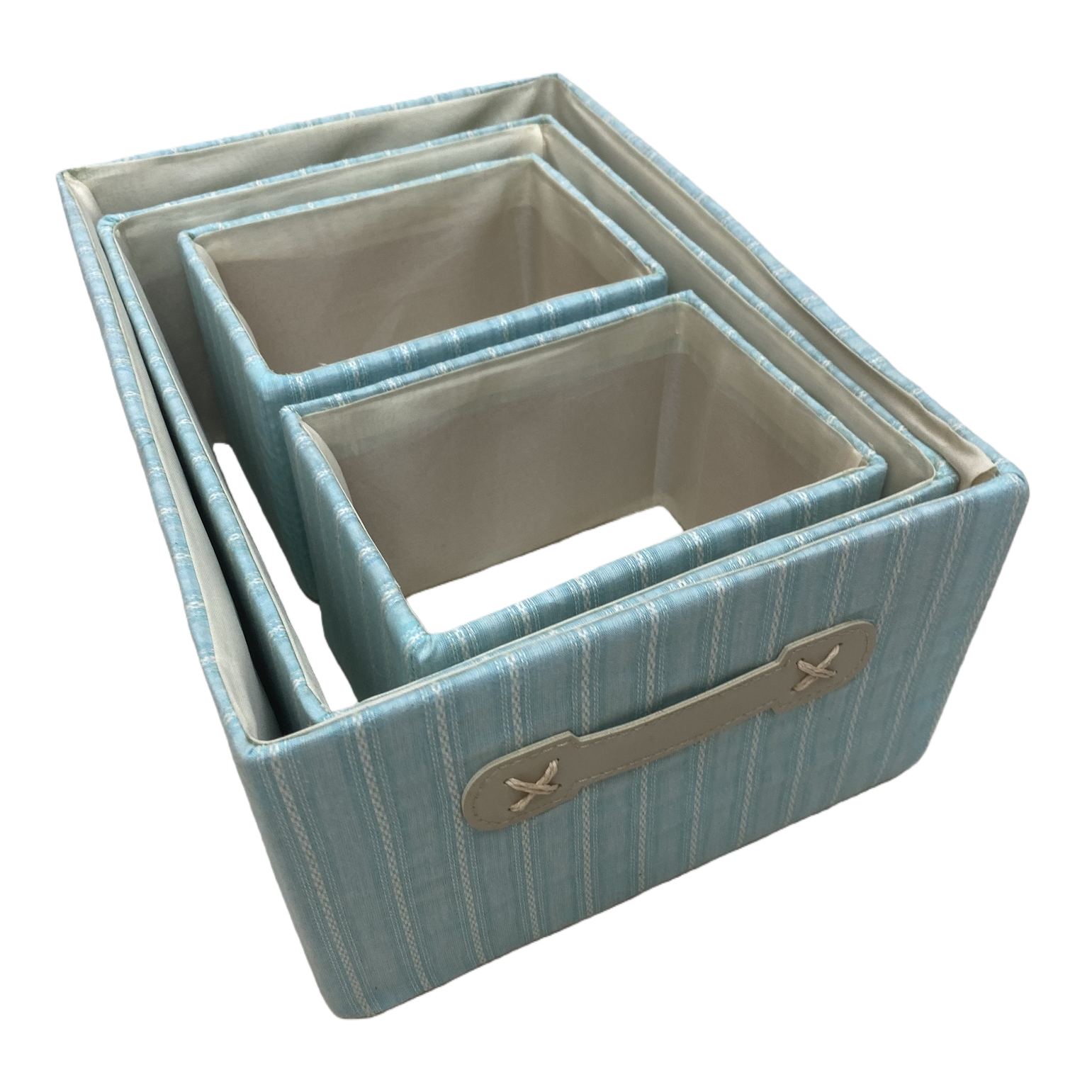 Light blue striped fabric storage box, home organization and storage box, simple style Item Picture