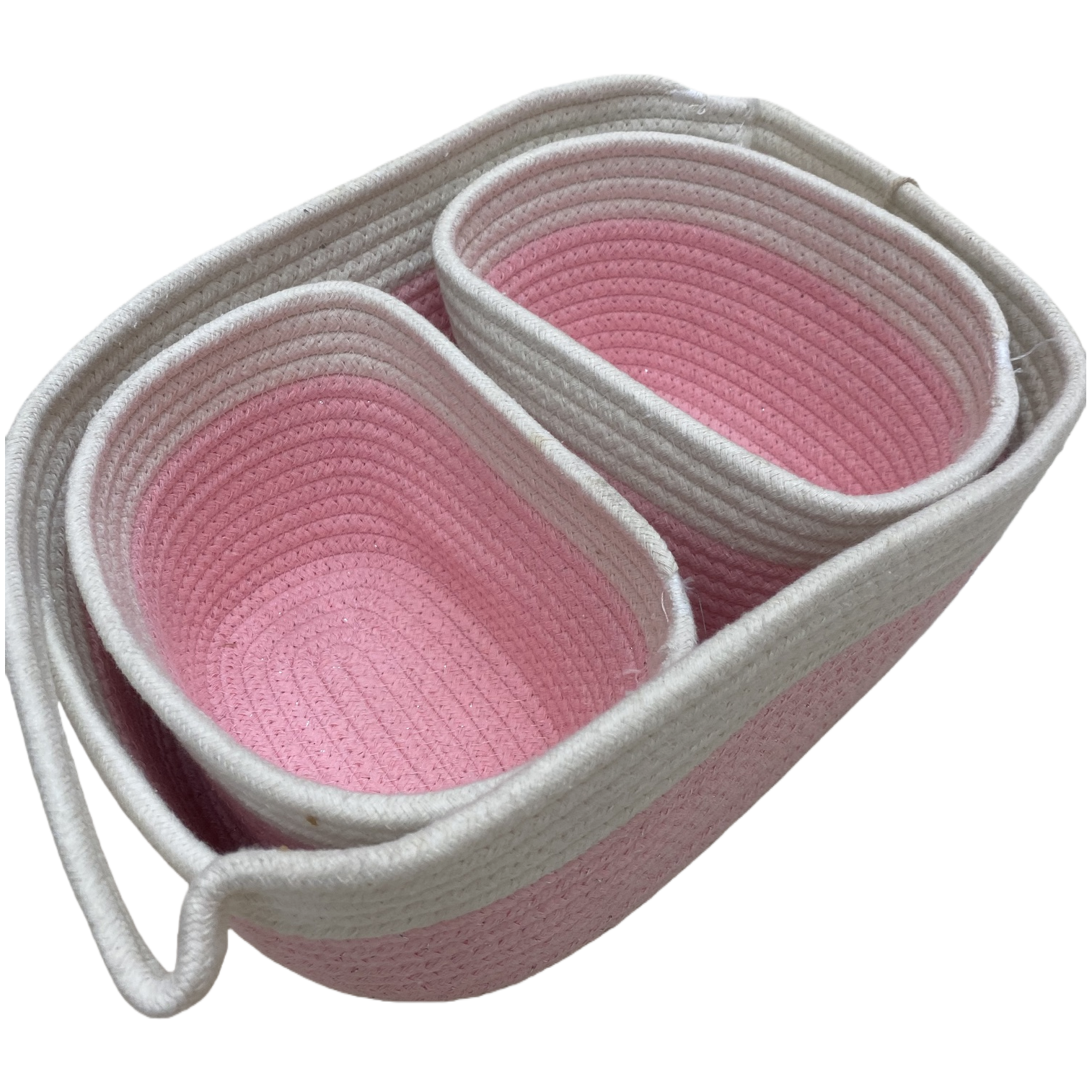 Pink woven basket home storage basket, bedroom and living room storage basket, simple Nordic style Item Picture