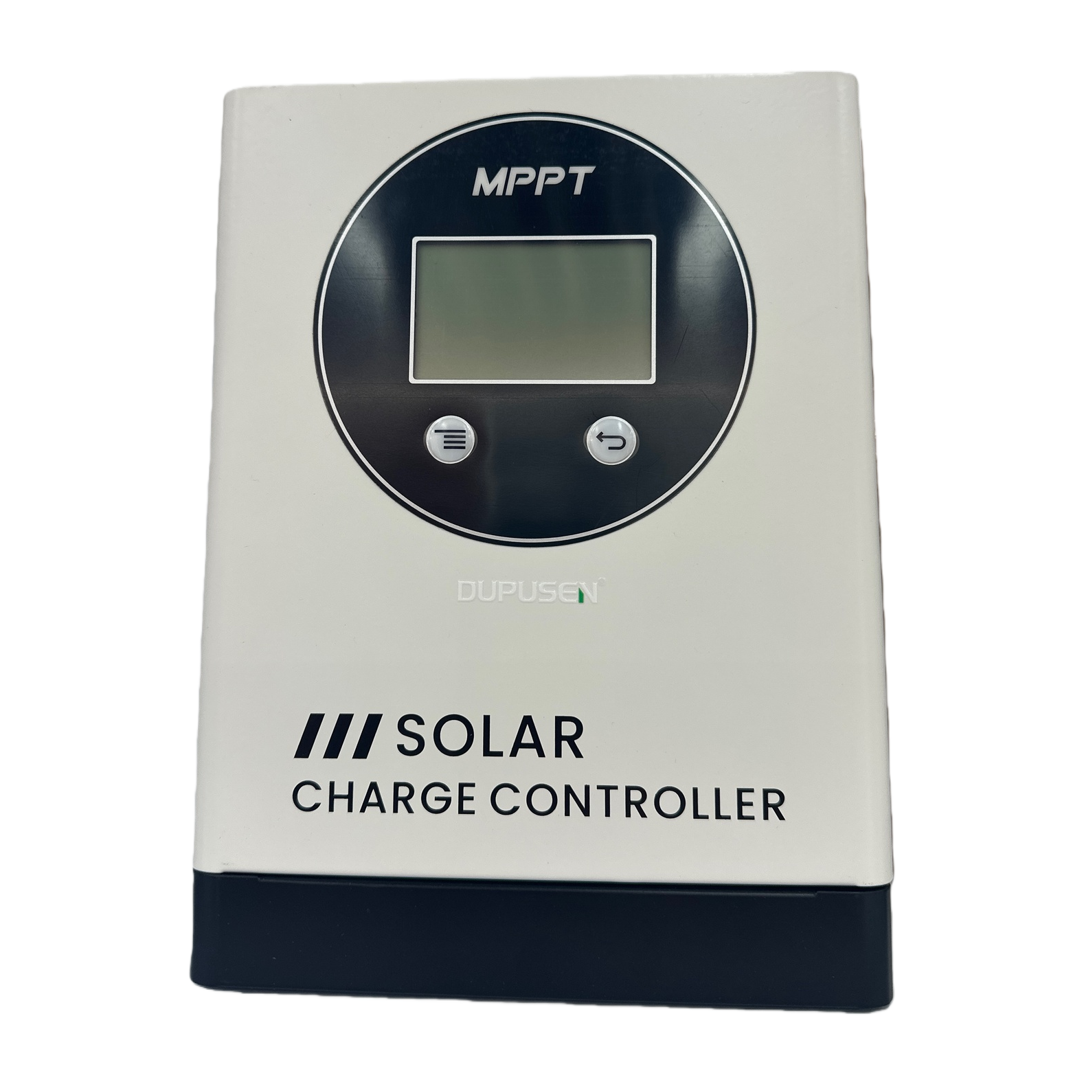 The white solar charging controller with an aluminum alloy casing is waterproof and dustproof, specifically designed for outdoor photovoltaic systems Item Picture