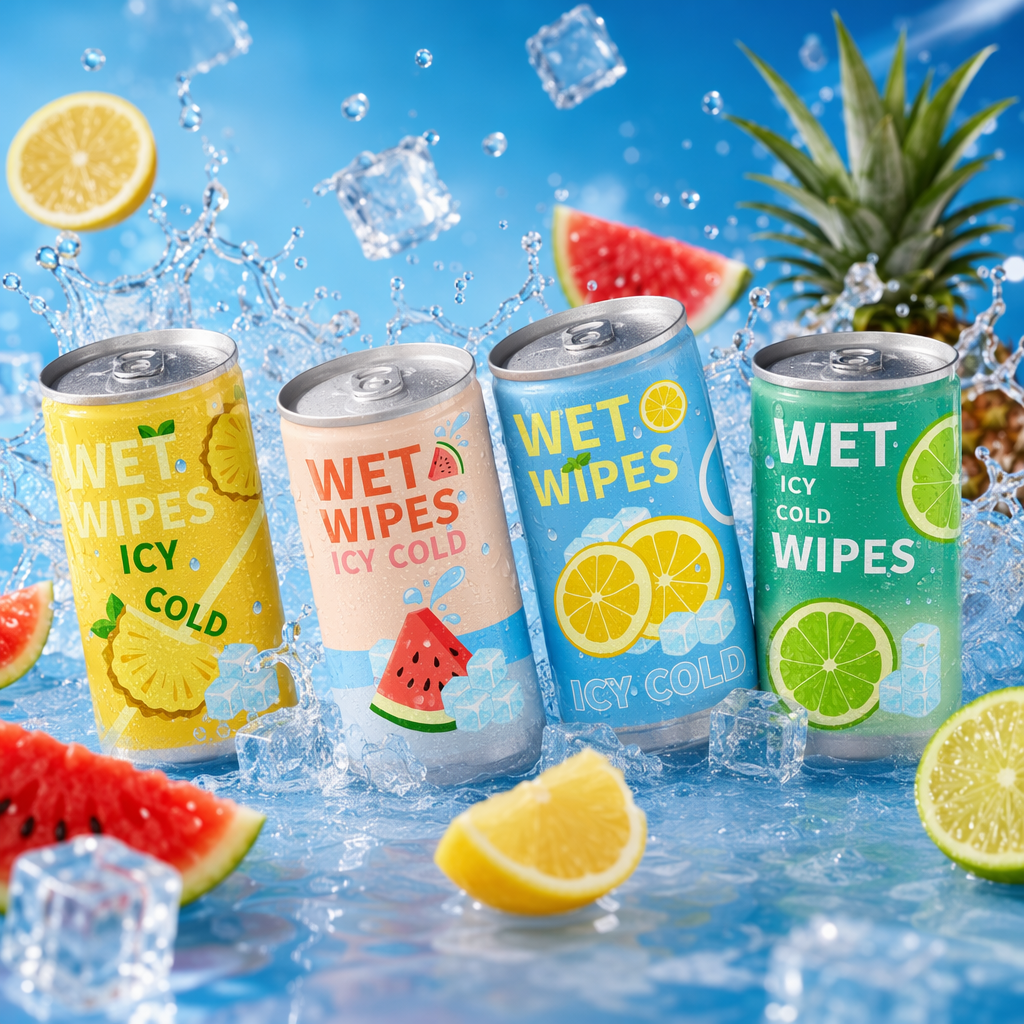 Colored canned wet wipes, portable baby hand and mouth cleaning wet wipes, 80 packs Specification image