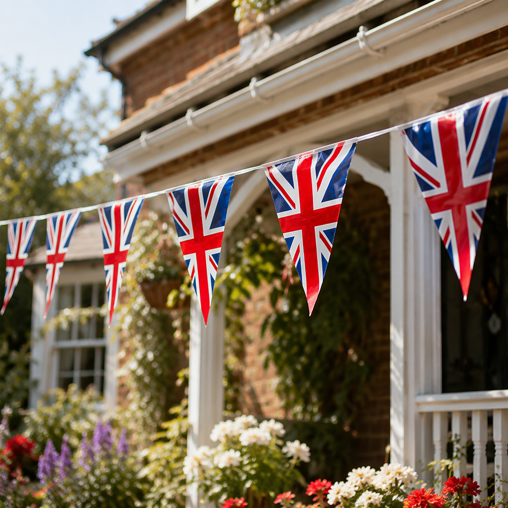 British flag string outdoor decoration, festival celebration British-style hanging ornaments details Picture