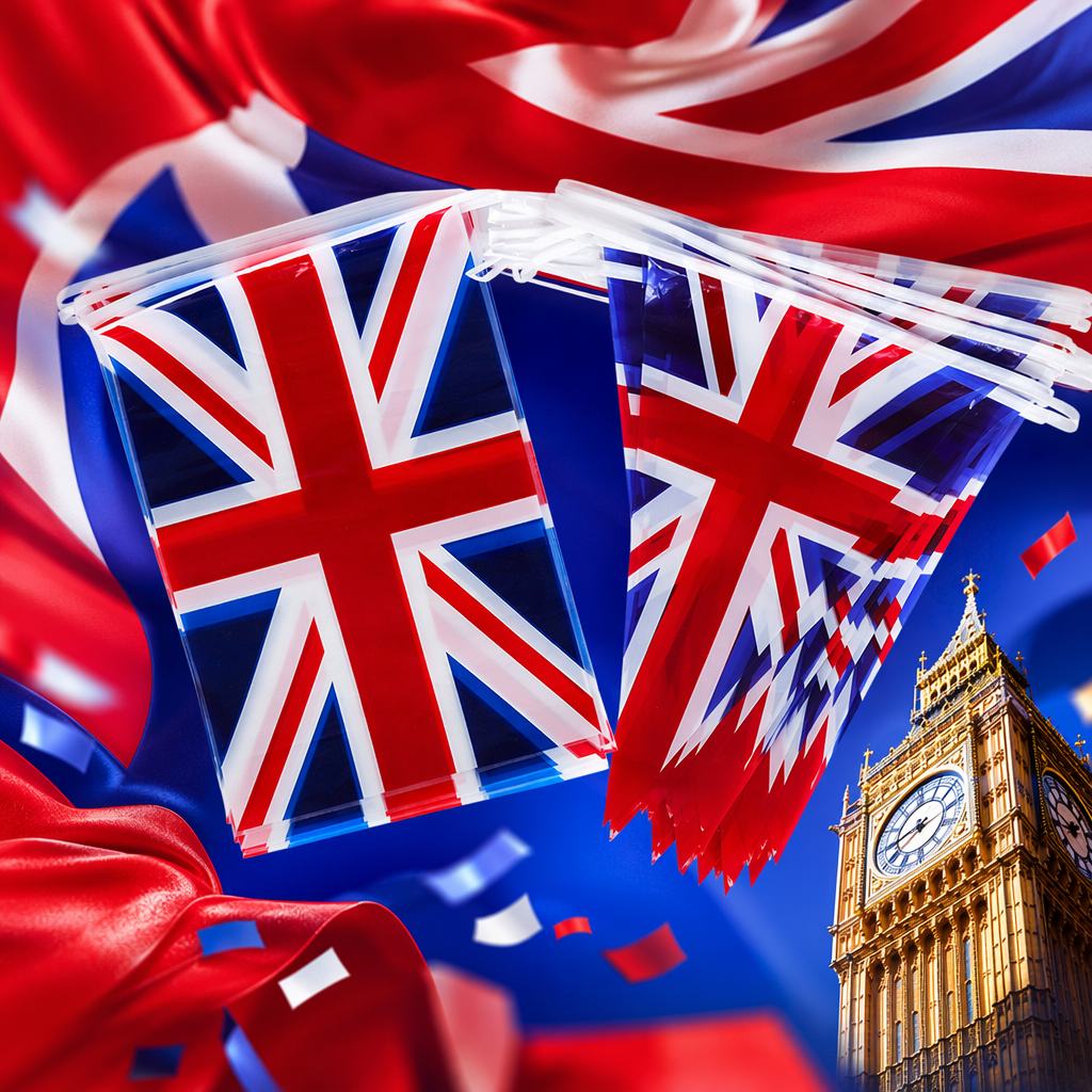 British flag string outdoor decoration, festival celebration British-style hanging ornaments Specification image