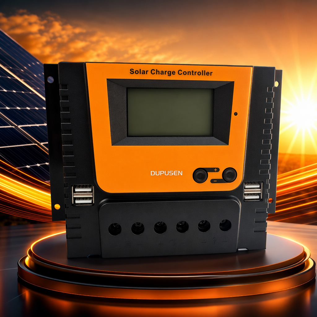 The orange and black alternating solar charging controller is a dedicated intelligent charging and discharging management system for photovoltaic systems Specification image