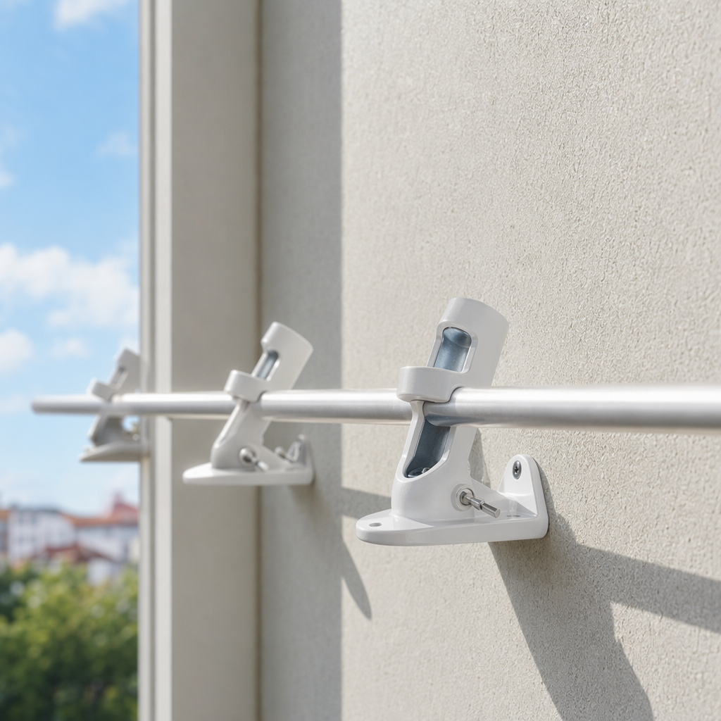 The white flagpole base bracket is made of thickened metal for stable load-bearing and is suitable for both outdoor and indoor use details Picture
