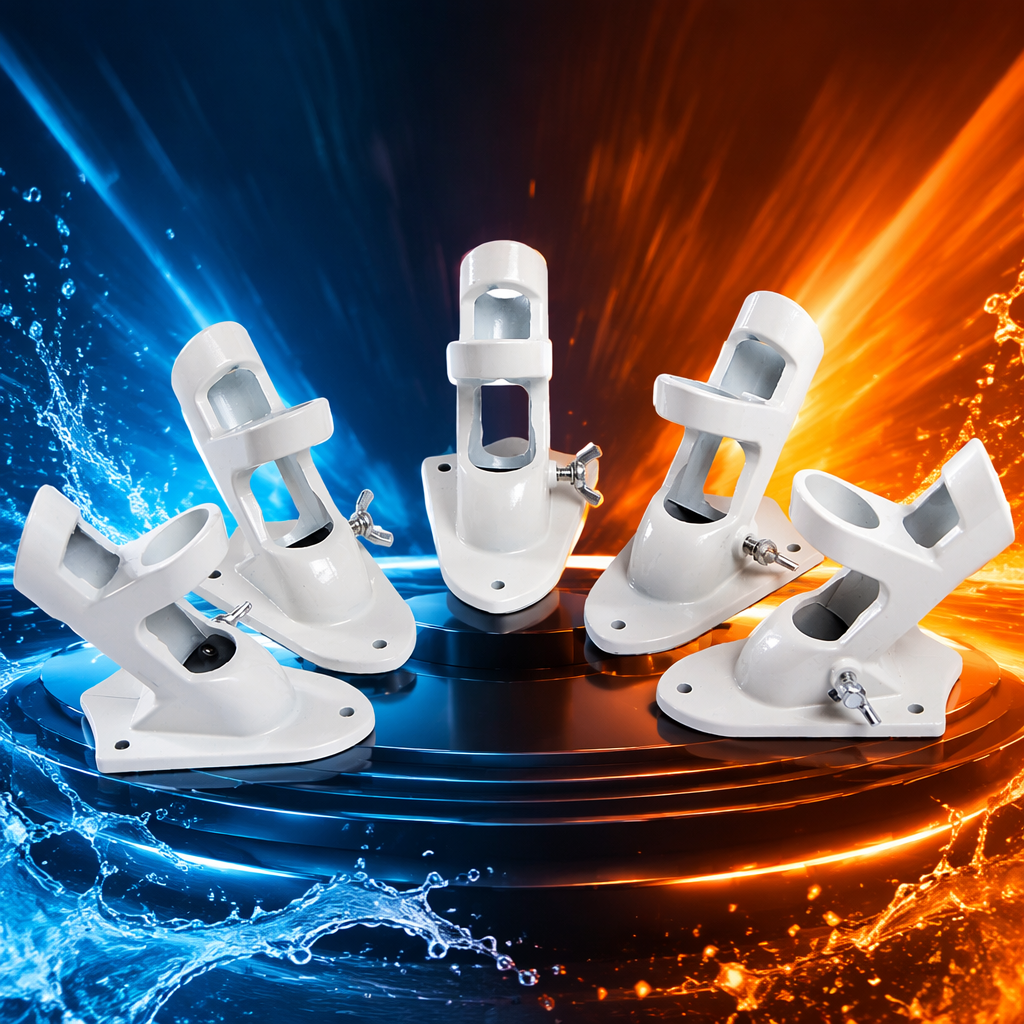 The white flagpole base bracket is made of thickened metal for stable load-bearing and is suitable for both outdoor and indoor use Specification image