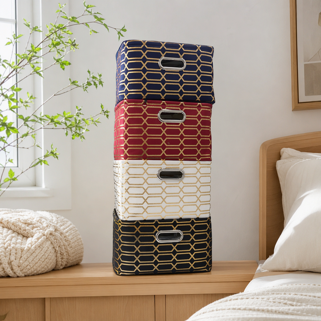 Colorful geometric pattern storage box, multi-functional desktop organization box, simple Nordic style details Picture