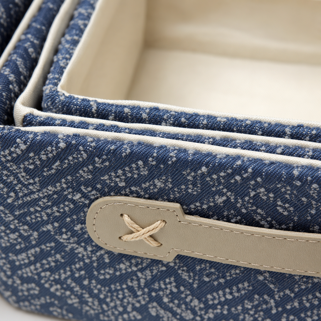 Blue fabric storage box, a home bedroom wardrobe organization wonder, foldable fabric storage box Application Scenario