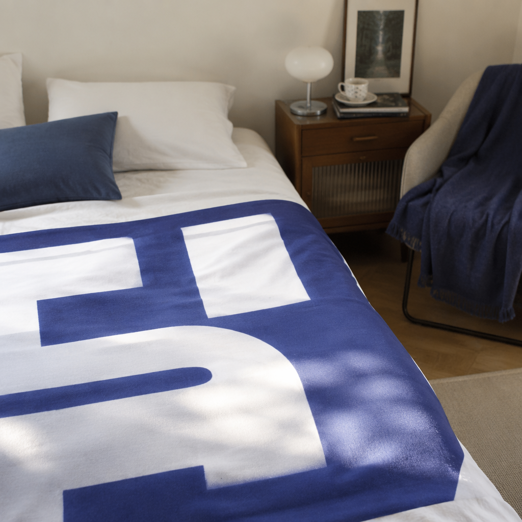 Blue and white lettered decorative flags can be hung both indoors and outdoors for festivals and celebrations details Picture