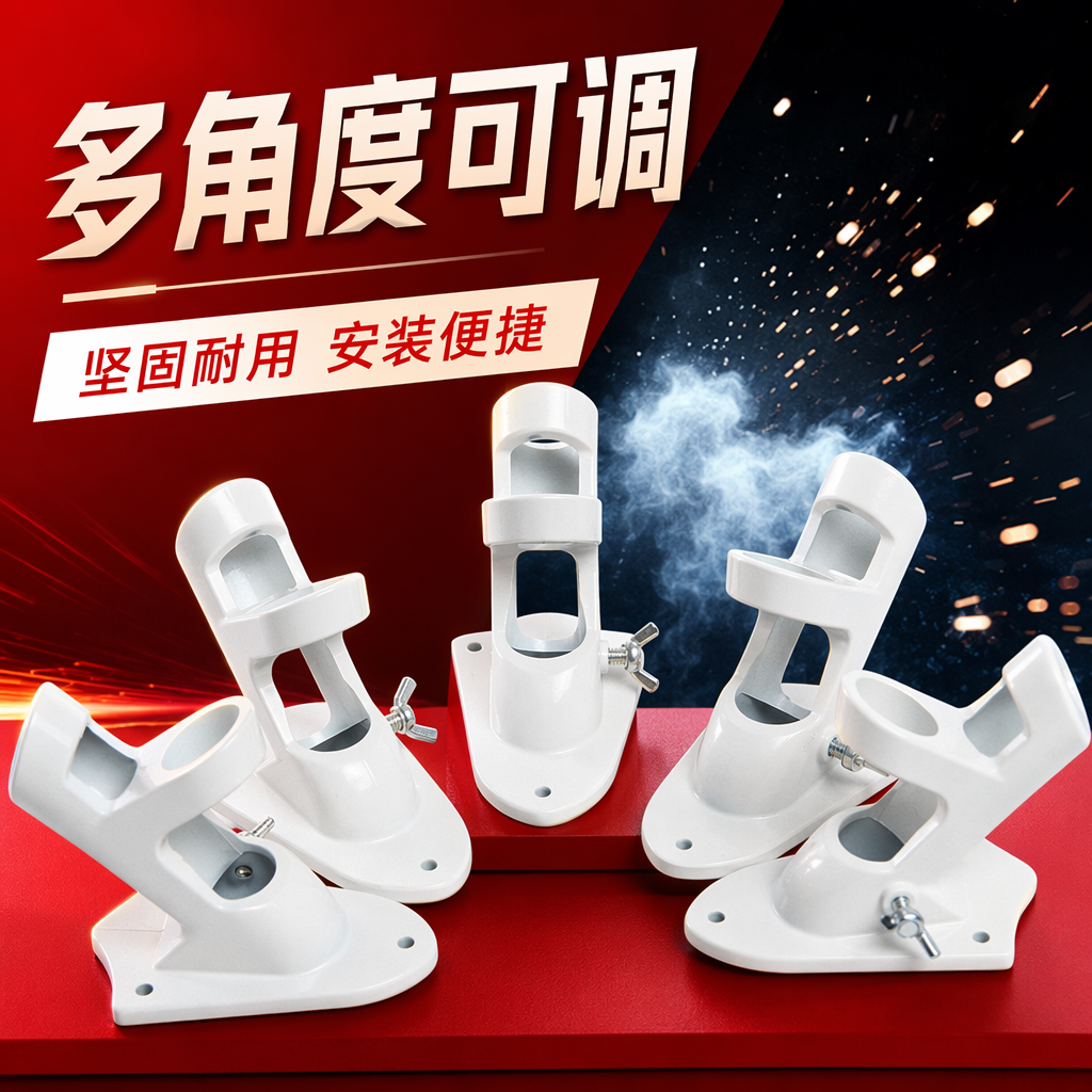 The white flagpole base bracket is made of thickened metal for stable load-bearing outdoor flag-raising accessories Specification image
