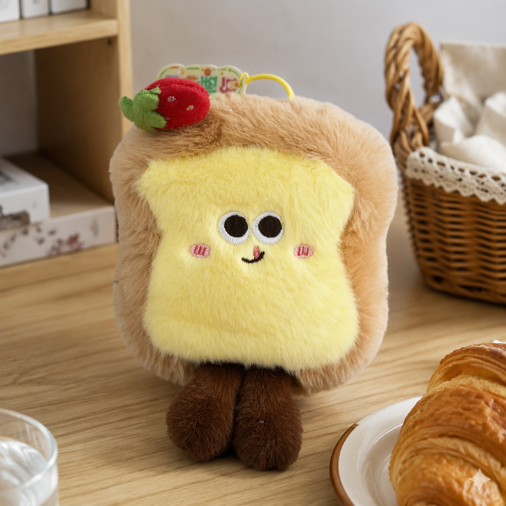 Yellow plush bread-shaped doll, thickened short plush, skin-friendly touch, for living room and bedroom decoration details Picture