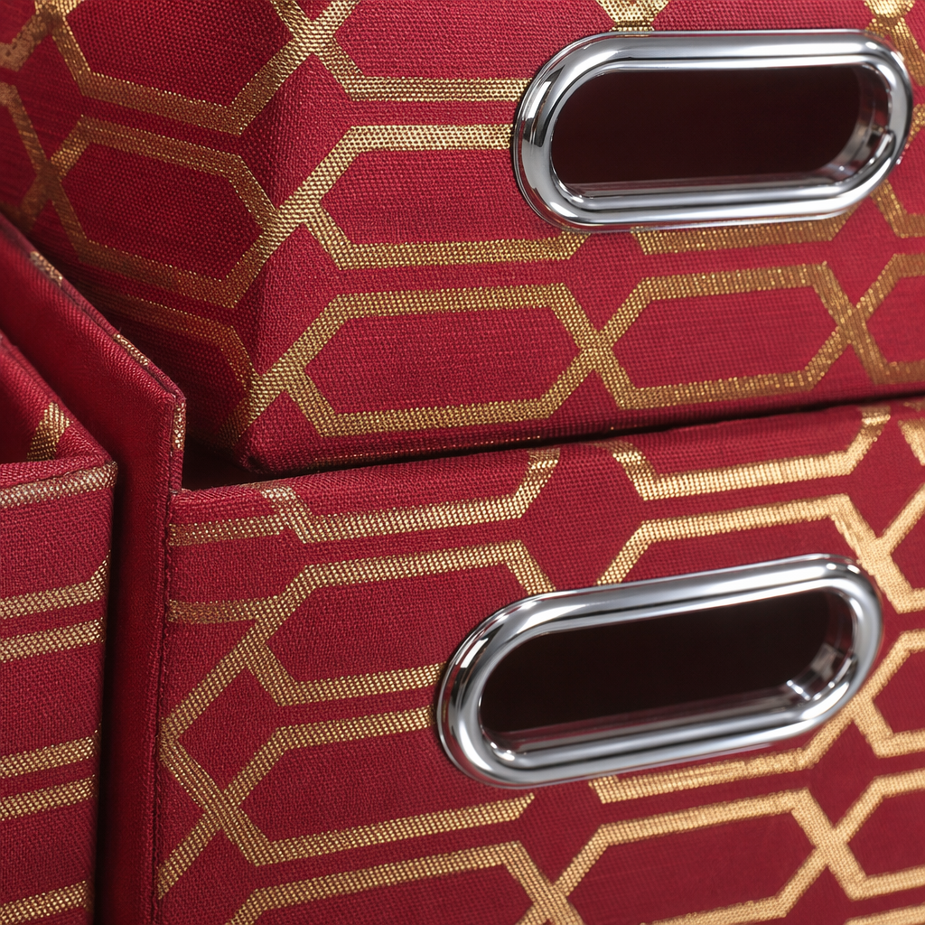 Red geometric pattern storage box, storage and organization box, a home desktop storage wonder Application Scenario