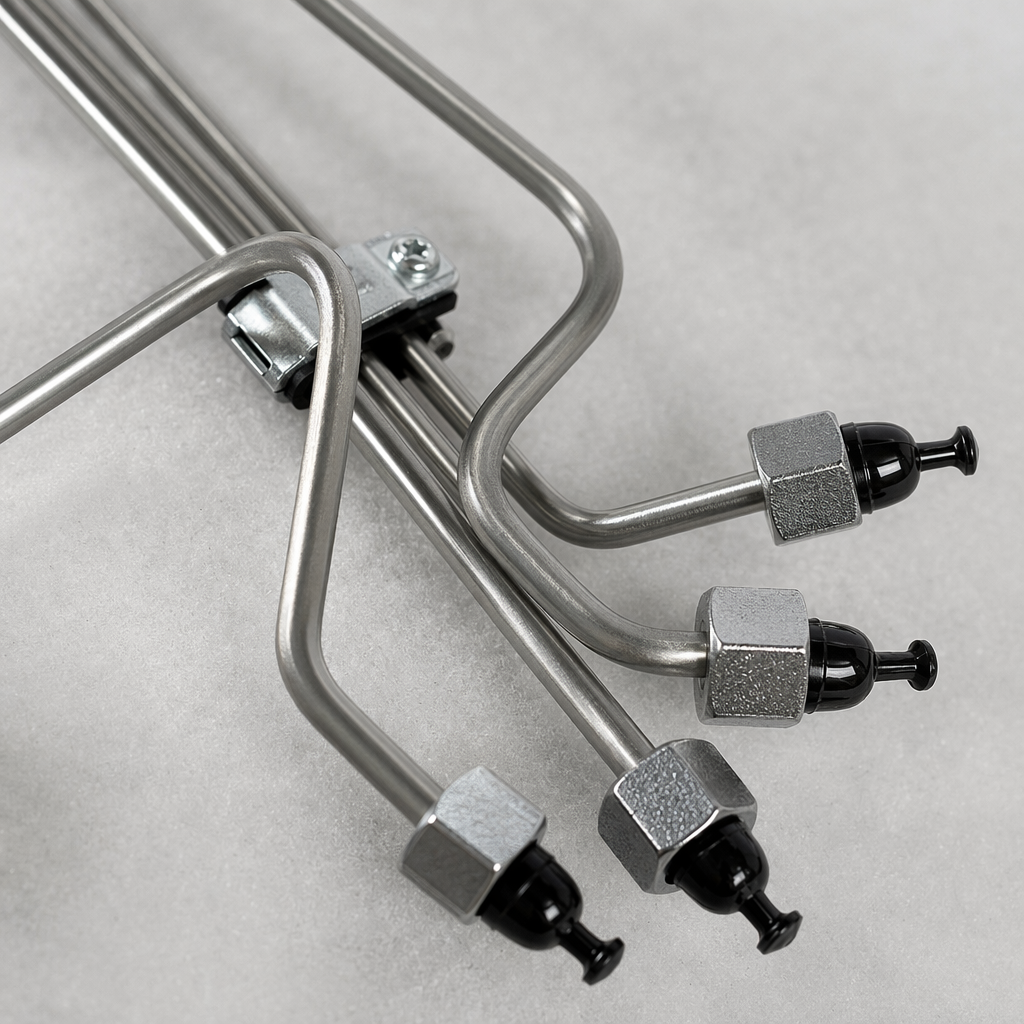 Silver metal oil pipe assembly, high-pressure resistant and corrosion-resistant Renault truck high-pressure oil pipe D5010550869 D5010550870 Application Scenario
