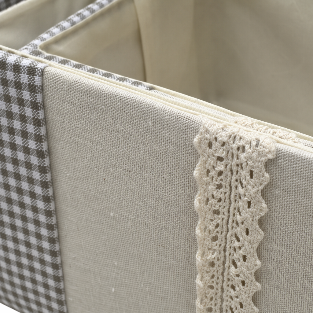 Checkered fabric storage box, multi-functional storage box, living room and bedroom organization box Application Scenario
