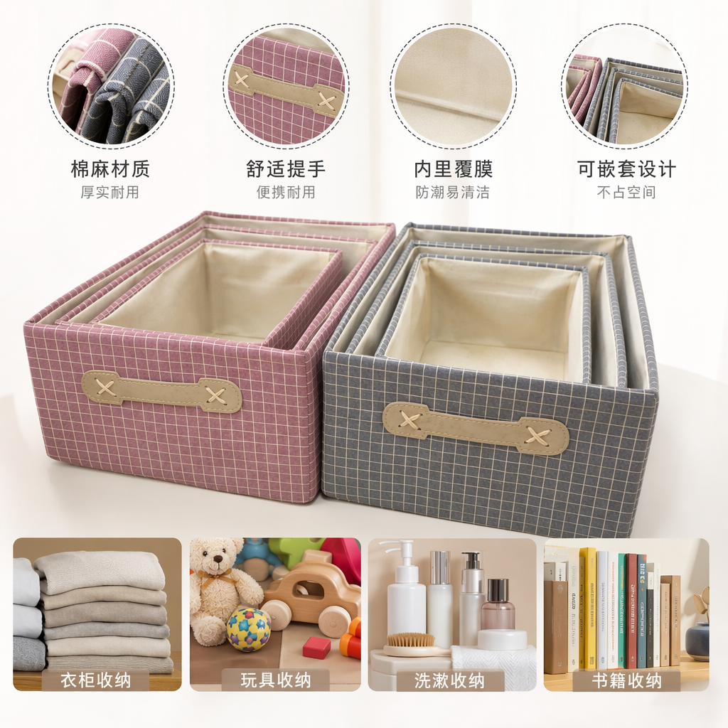 The grid storage box for desktop organization is a multi-functional partition storage box with a simple Nordic style