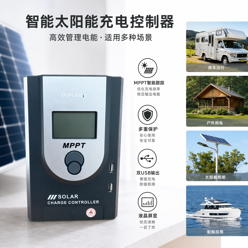 Silver, gray and black alternating solar charging controller MPPT