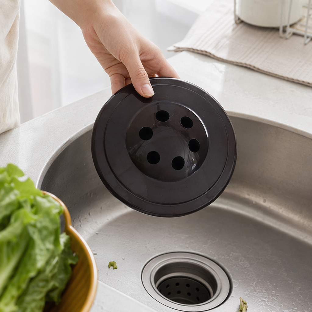 Black circular cap with holes, food-grade PP material, 50mm diameter, suitable for sealing and leak-proof seasoning bottles details Picture