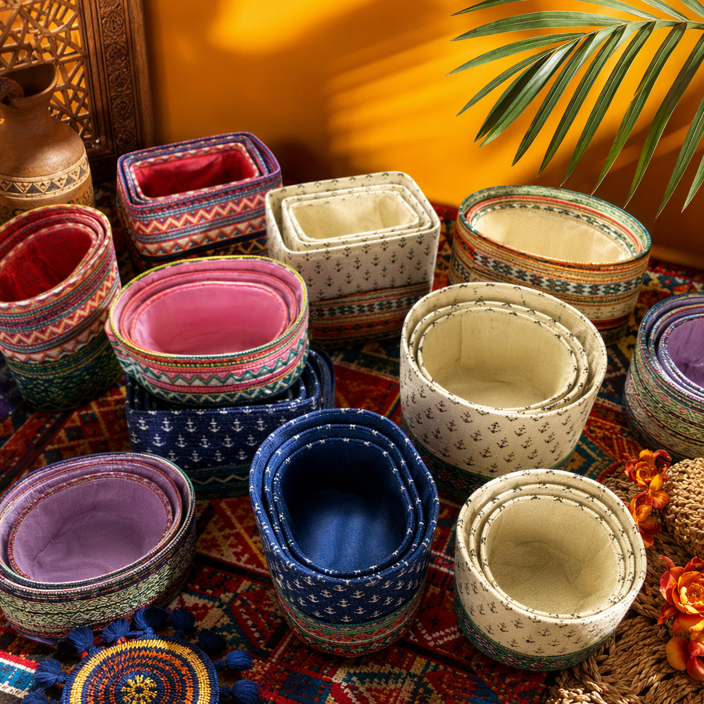 Colorful fabric storage basket available in multiple colors, a home organizing wonder, portable and foldable Specification image