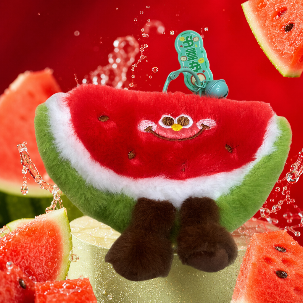 A cute red watermelon-shaped plush pendant for home car keychain decoration Specification image